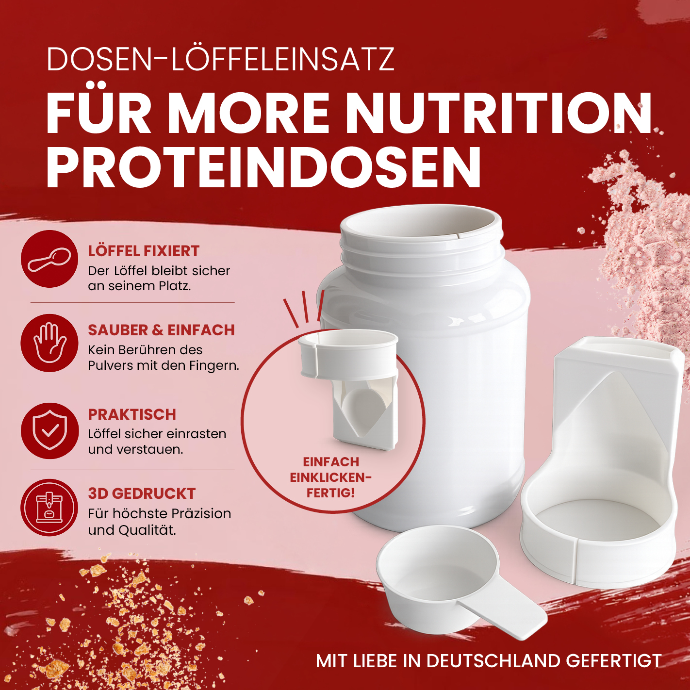 More Nutrition (3) Löffelhalter/Dosenring für 500g und 600 g More Dosen