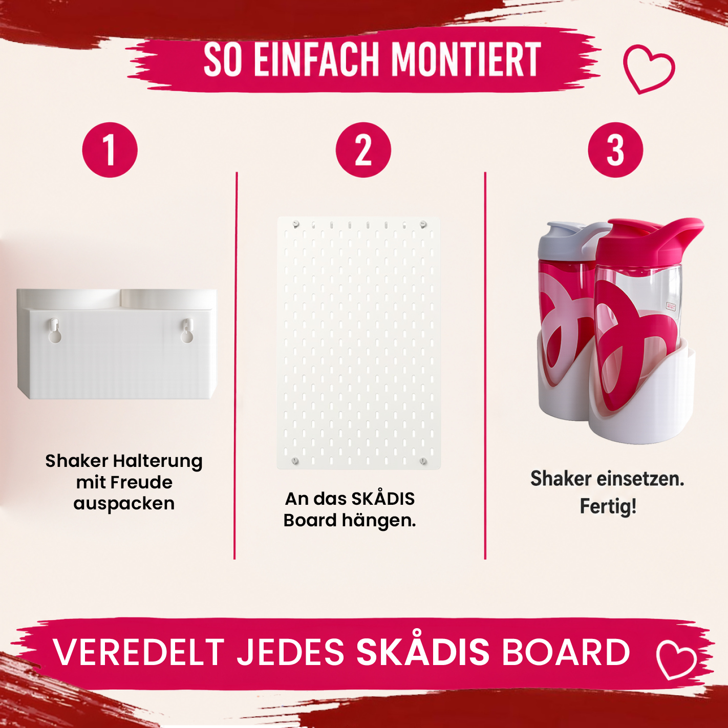 Shaker Halter für IKEA SKÅDIS | Passend für More Nutrition & ESN Shaker | Für 2 Shaker | Glatt | 3D-Druck | 12 Farben