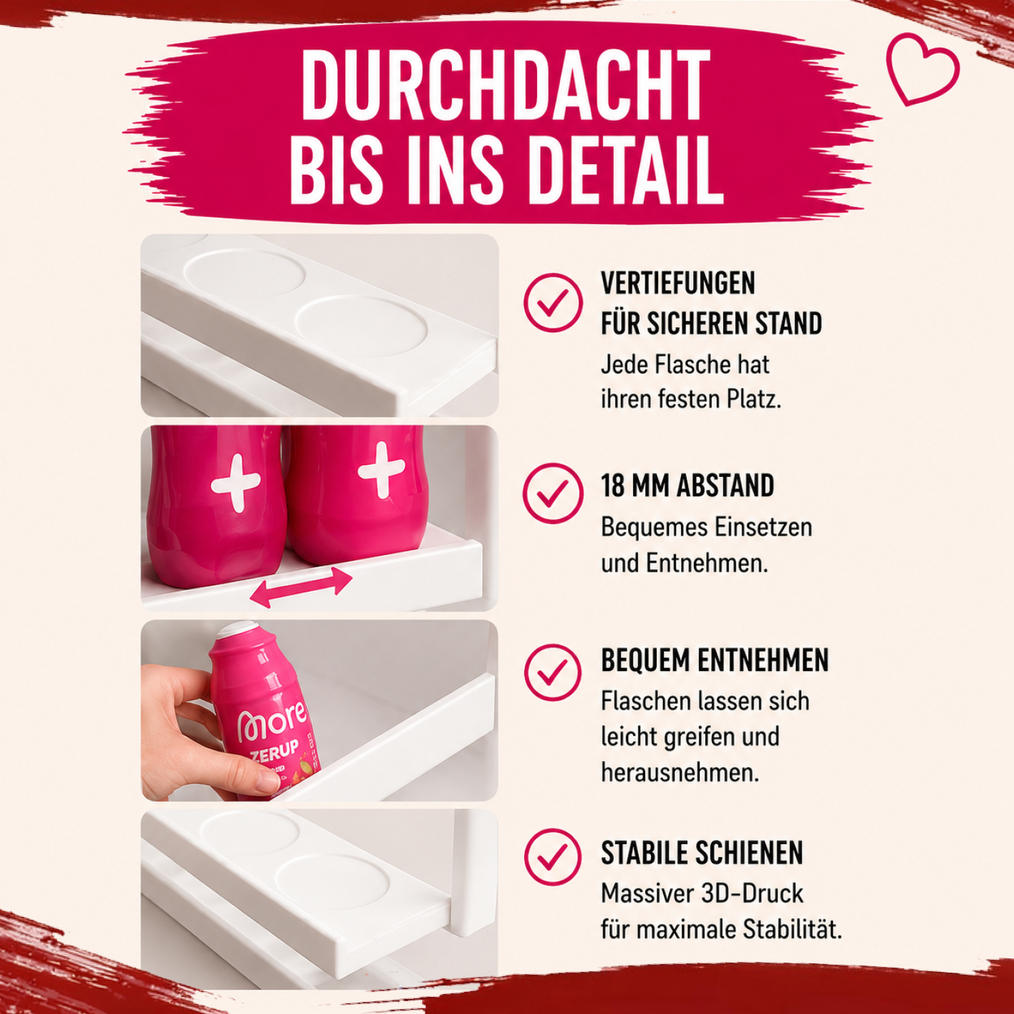 Zerup Regal für 15 Flaschen | Passend für More Nutrition & ESN | Freistehend  | Fertig montiert | 3D-Druck | 12 Farben