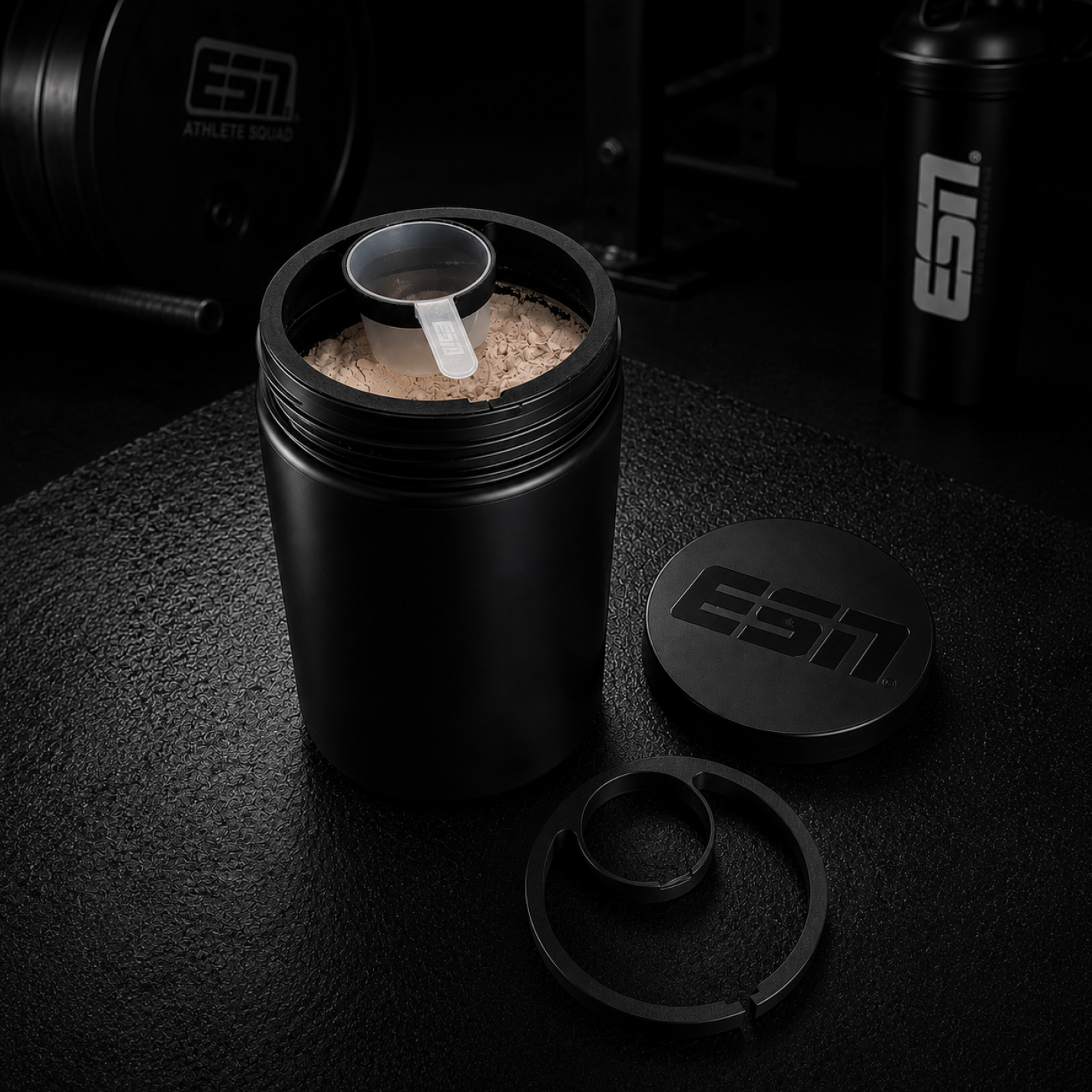 ESN (1) Löffelhalter für 908 g Protein Dose – Scoop Halter & Abstreichhilfe | 3D gedruckt | Wiederverwendbarer Einsatz für ESN Designer Whey