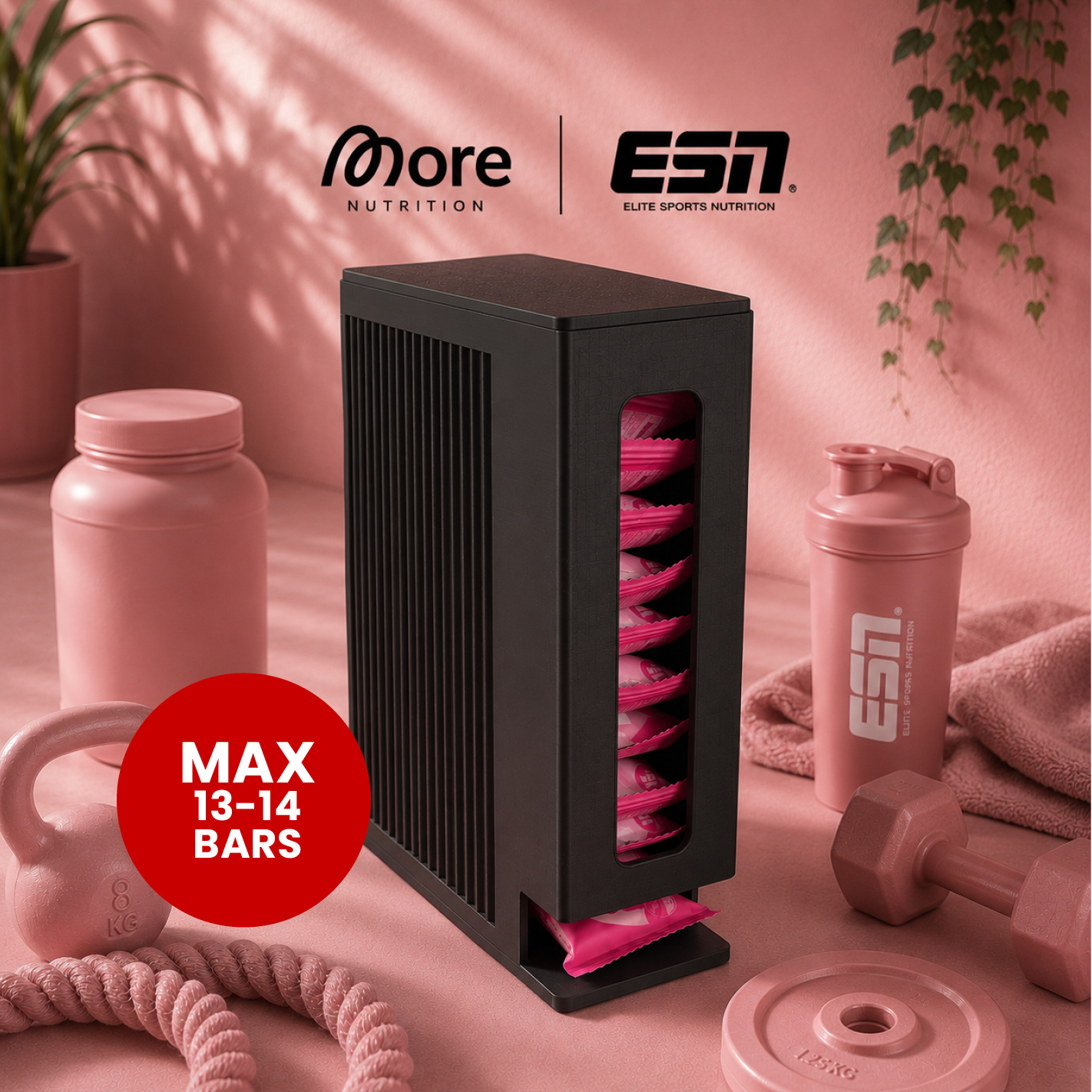 More Nutrition & ESN I Protein Bar Organizer für Proteinriegel – 2 Größen (Compact 13-14) – 12 Farben – 3D gedruckt I 1 Stück