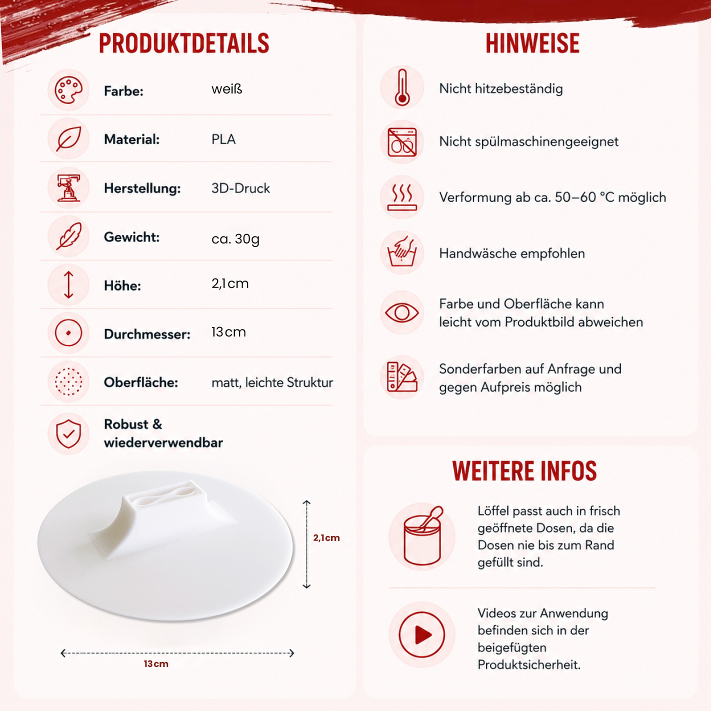 More Nutrition (1) Löffelhalter für 2kg More Protein Sahne Dosen – Wiederverwendbarer Halter für transparenten More Scoop | 3D gedruckt