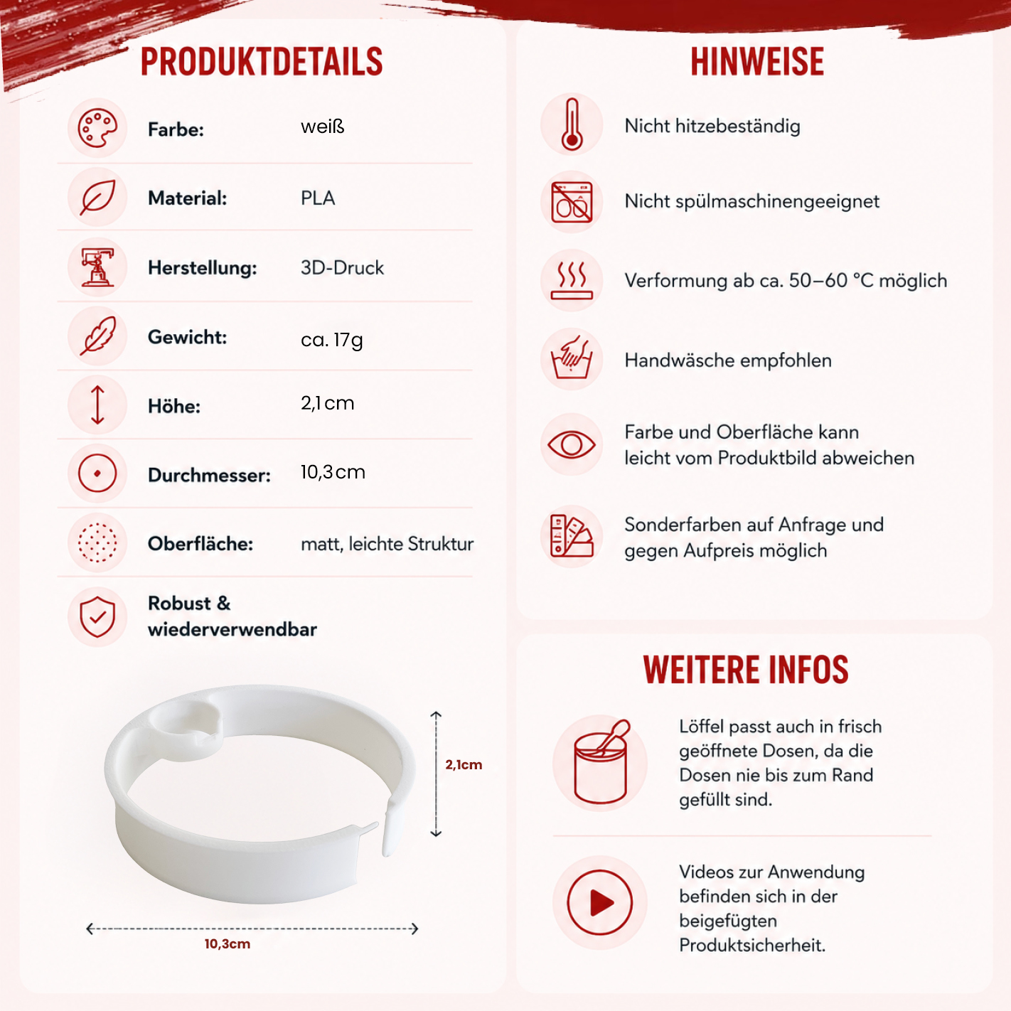 More Nutrition (1) Löffelhalter für Skin Structure Formula. (270g Dose) I wiederverwendbar I weiß