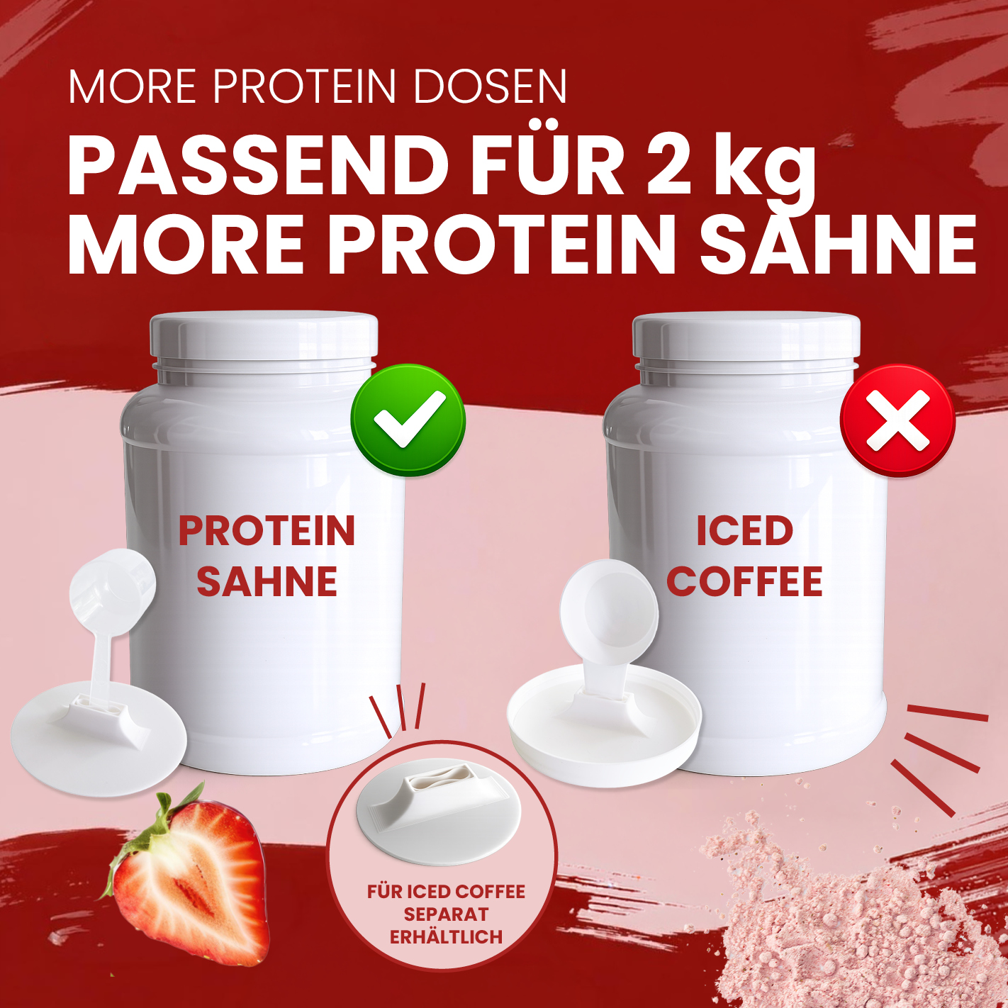 More Nutrition (1) Löffelhalter für 2kg More Protein Sahne Dosen – Wiederverwendbarer Halter für transparenten More Scoop | 3D gedruckt