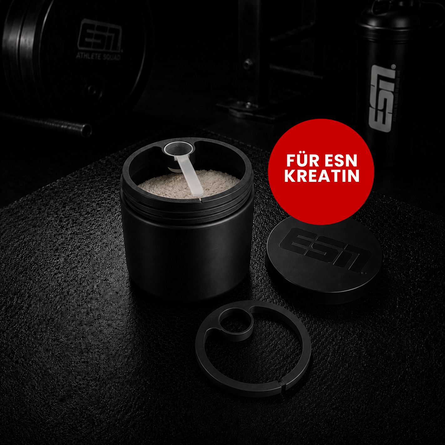 ESN Löffelhalter für 250g Kreatin Dose | 3D-gedruckt | verschiedene Farben I Farbe schwarz I 1 Stück