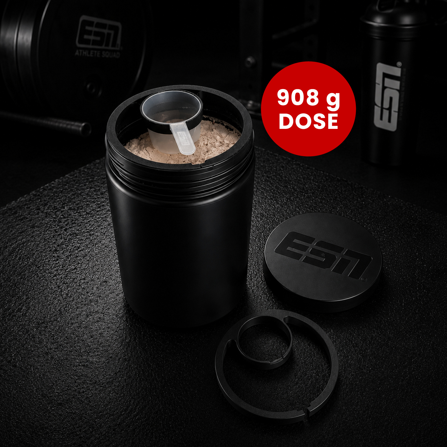 ESN (1) Löffelhalter für 908 g Protein Dose – Scoop Halter & Abstreichhilfe | 3D gedruckt | Wiederverwendbarer Einsatz für ESN Designer Whey