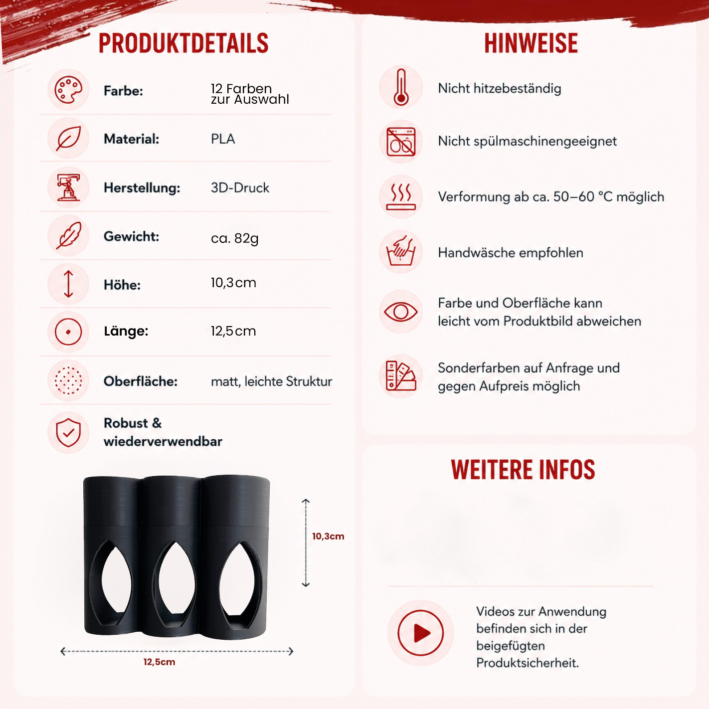 Zerup-to-Go Box für 3 Flaschen – Reise Organizer für More Nutrition & ESN Zerup | 3D gedruckte Aufbewahrungsbox mit Deckel