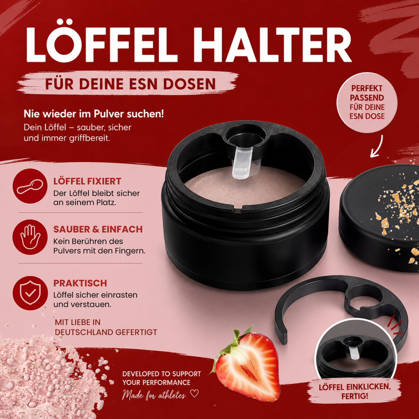 ESN Löffelhalter für Geschmackspulver 130 g – hygienisch & praktisch