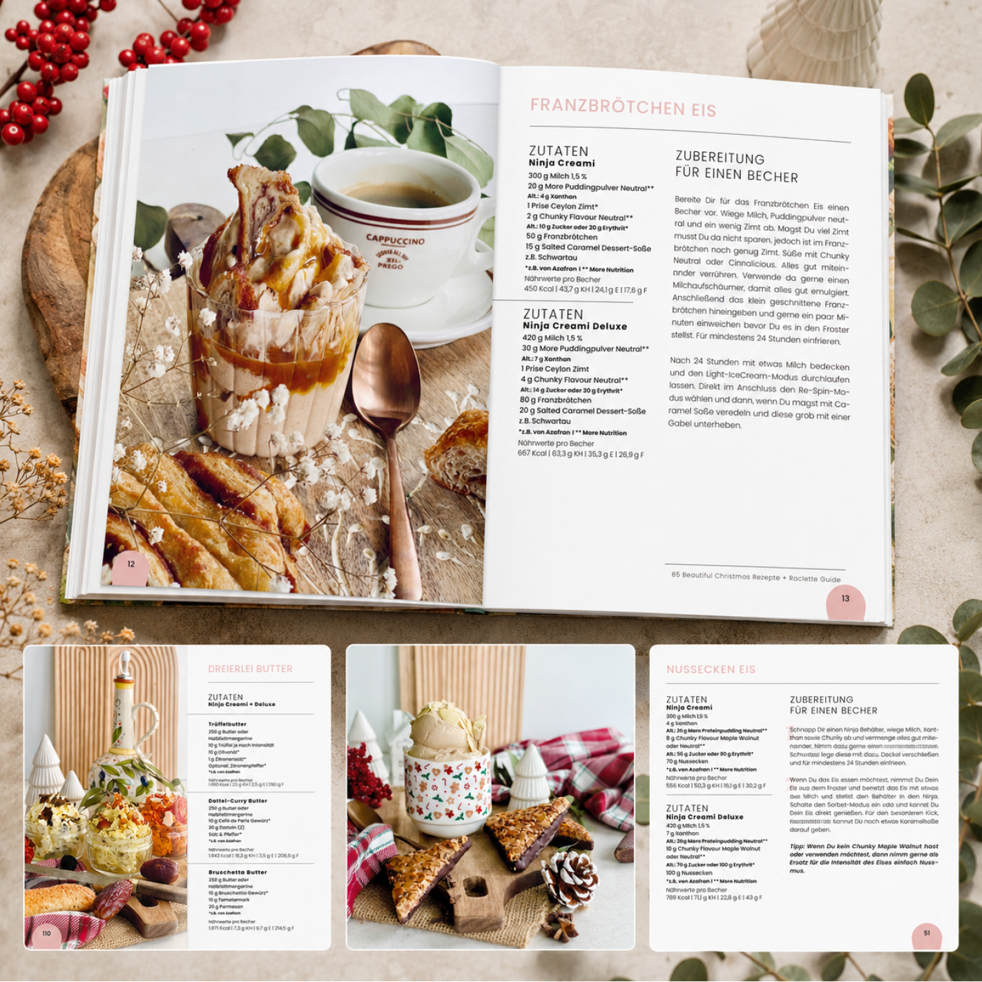 65 Rezepte für die Ninja Creami - Beautiful Christmas + Raclette Guide (gedruckte Version)