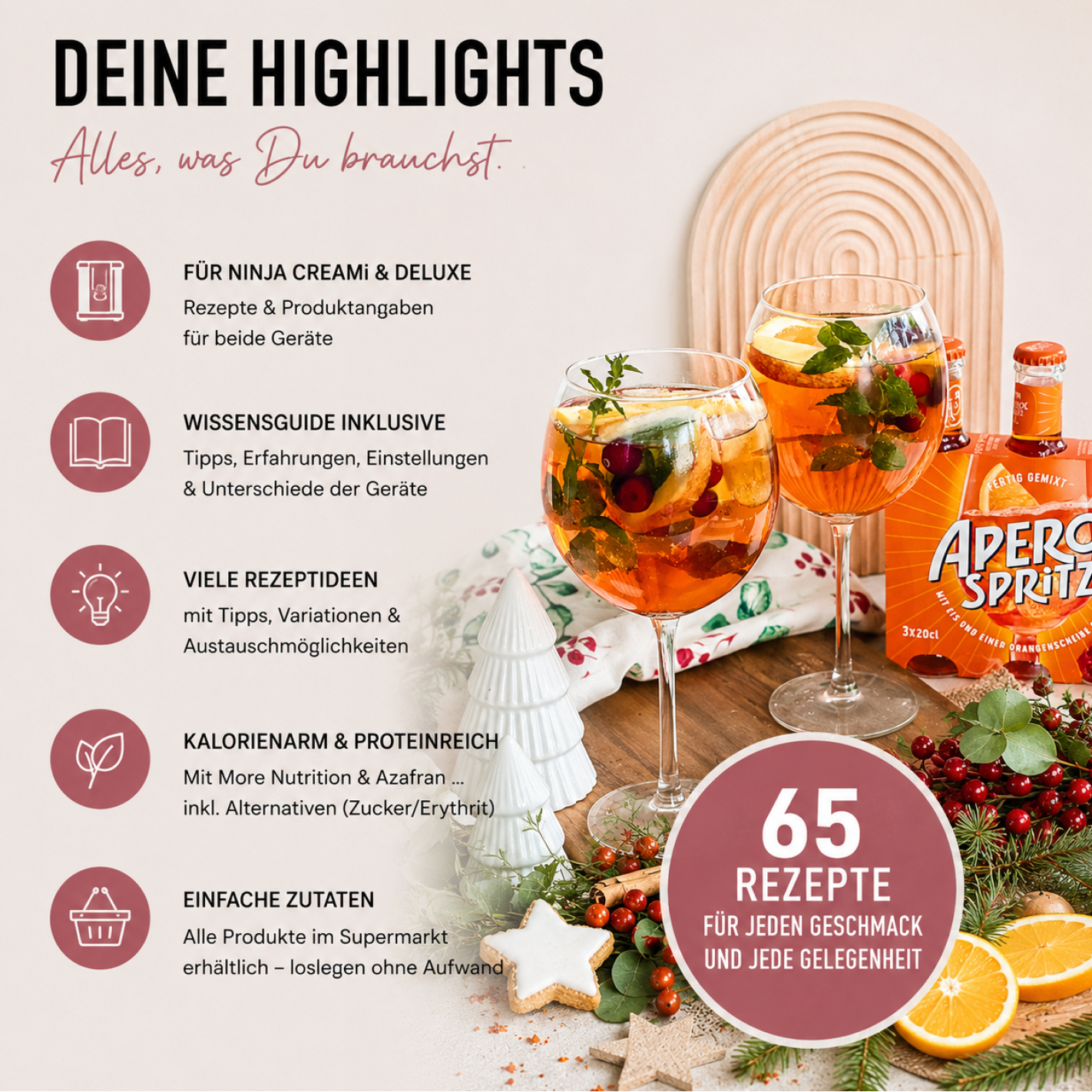 65 Rezepte für die Ninja Creami - Beautiful Christmas + Raclette Guide (gedruckte Version)