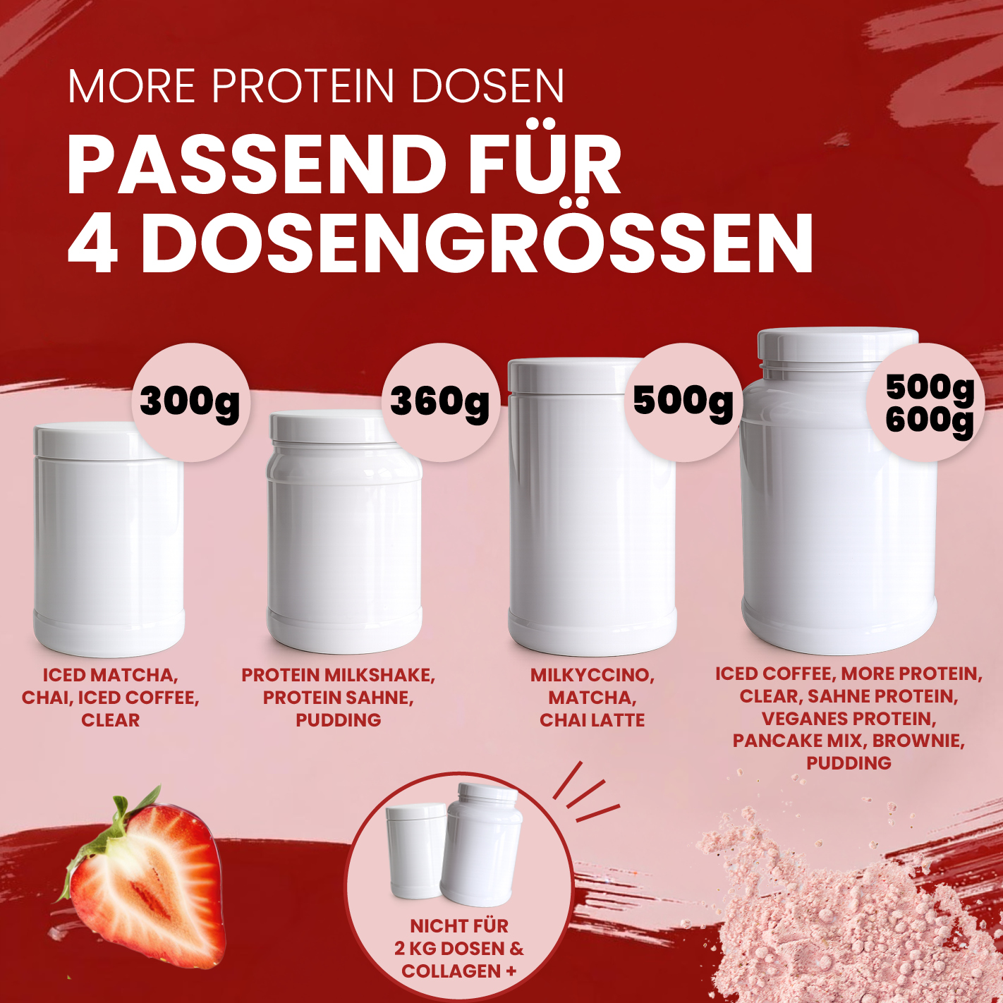 More Nutrition (3) Löffelhalter für 300g, 360g, 500g und 600 g More Dosen