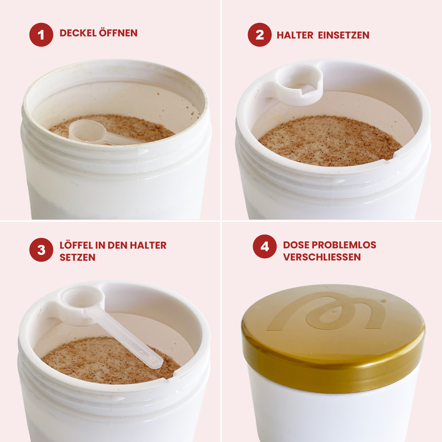 More Nutrition (1) Löffelhalter für Skin Structure Formula. (270g Dose) I wiederverwendbar I weiß