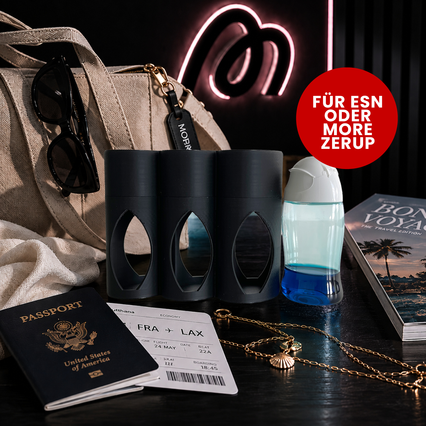 Zerup-to-Go Box für 3 Flaschen – Reise Organizer für More Nutrition & ESN Zerup | 3D gedruckte Aufbewahrungsbox mit Deckel