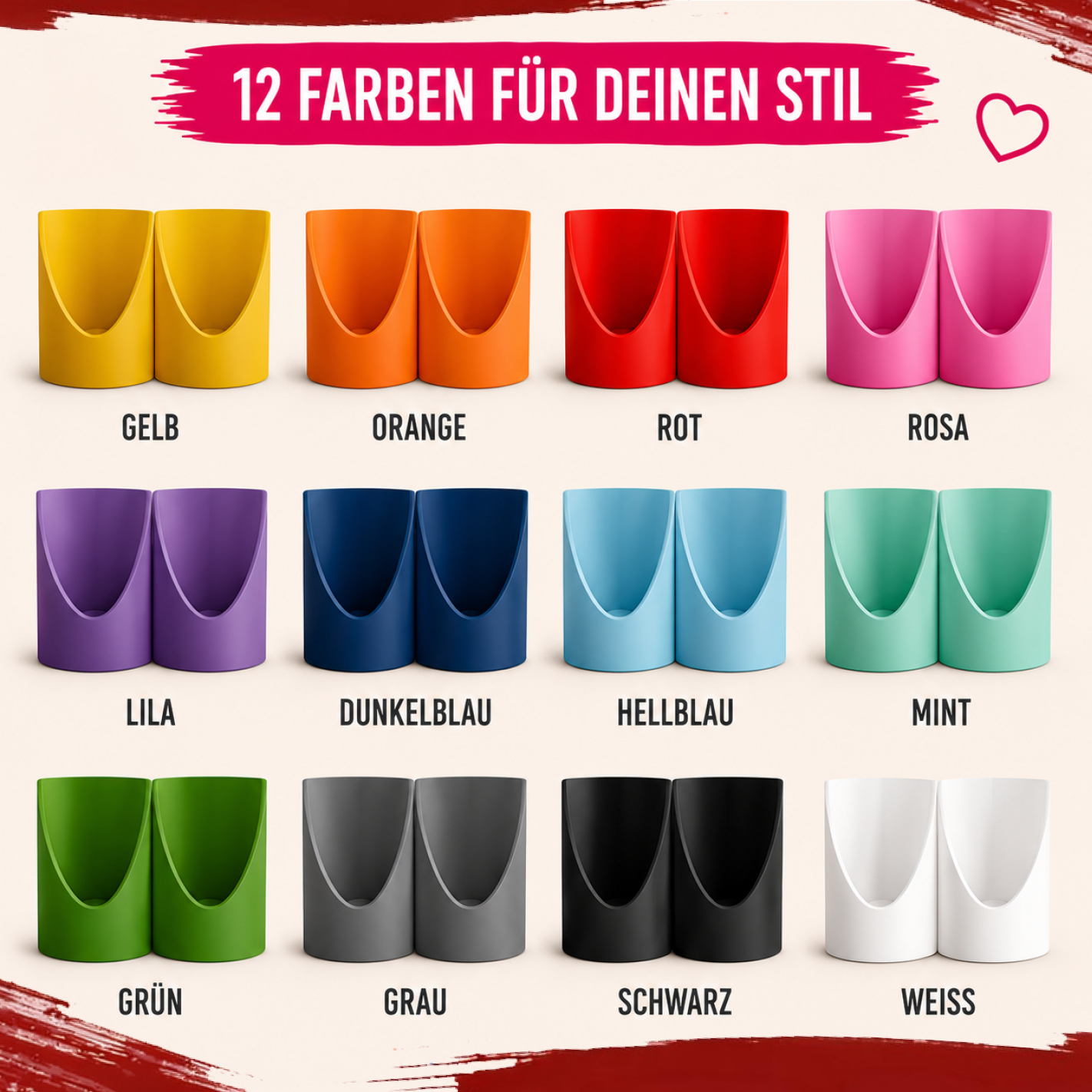 Shaker Wandhalterung für 2 Shaker | Passend für More Nutrition & ESN | Erweiterbar | Glatt | 3D-Druck | 12 Farben