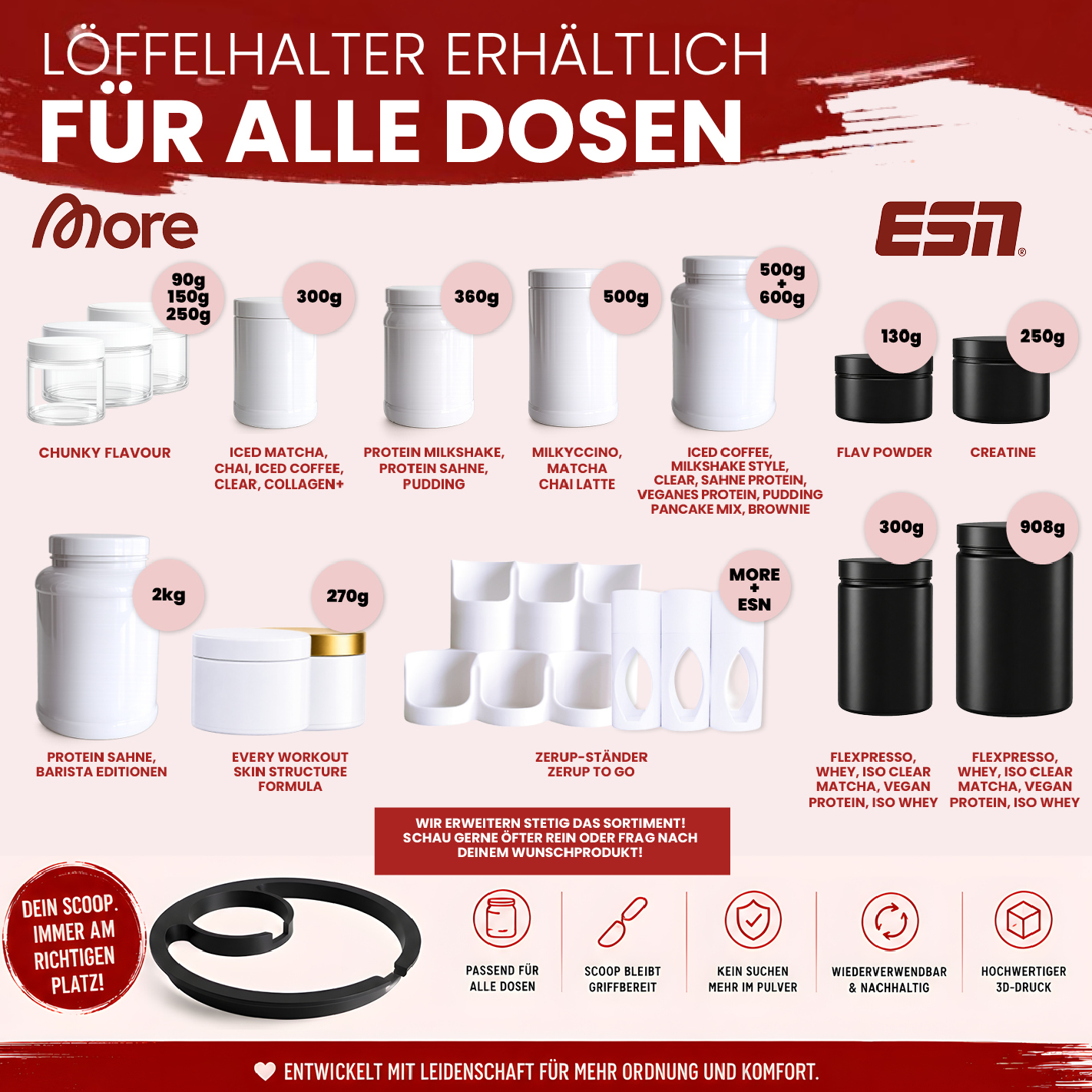 Chunky Löffelhalter für 250 g Dose – 3D-gedruckt | verschiedene Farben