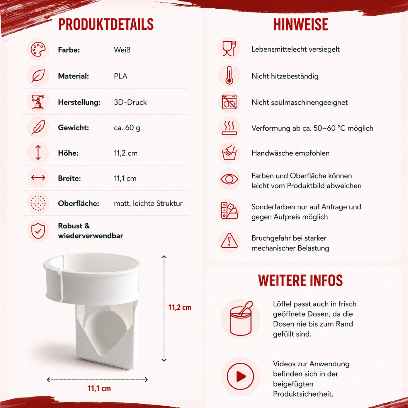 More Nutrition (3) Löffelhalter/Dosenring für 500g und 600 g More Dosen