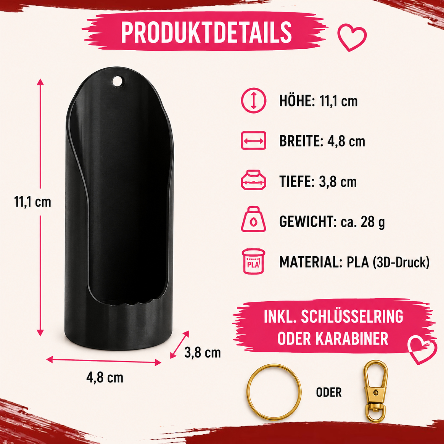 Zerup Schlüsselanhänger | Passend für More Nutrition & ESN Zerups | To-Go Halter | Glatt | 3D-Druck | 12 Farben I 1 Stück