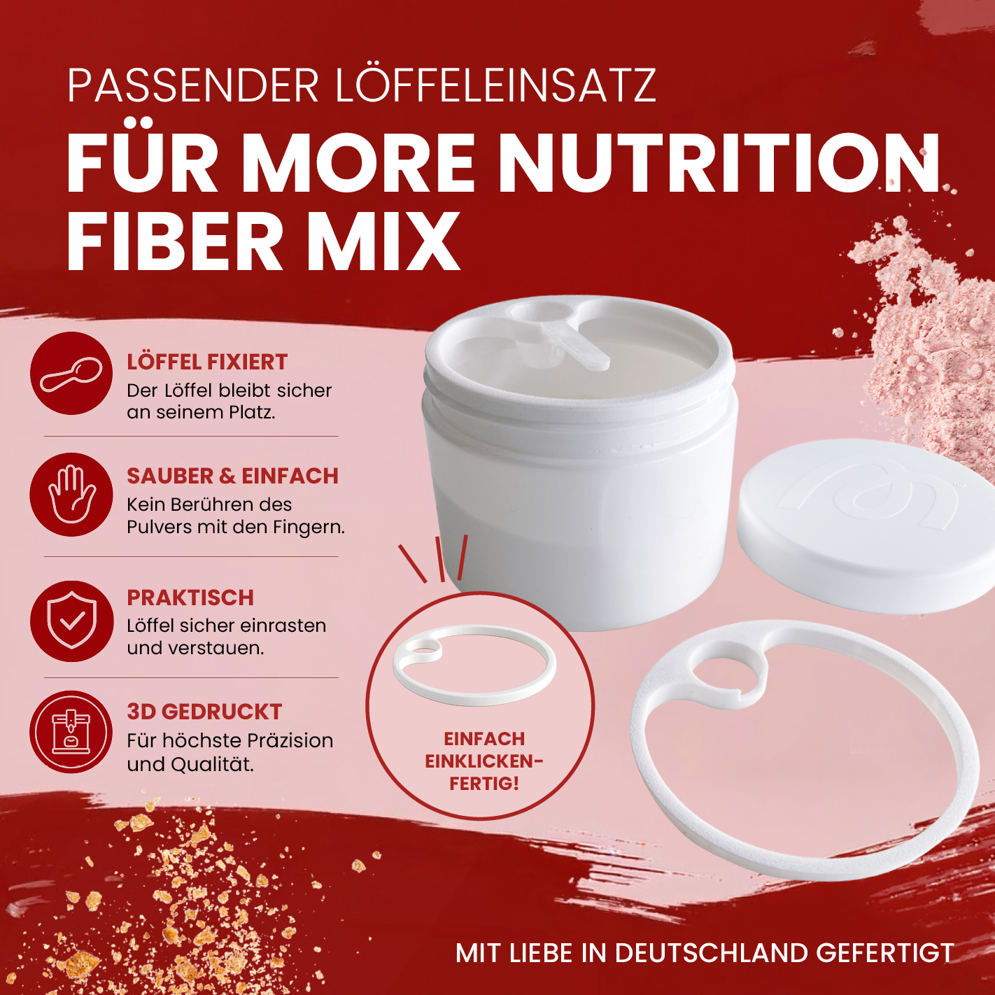 Fiber Mix Dosenring | Passend für More Nutrition Fiber Mix | Scoophalter | Löffelhalter | 3D-Druck | 12 Farben