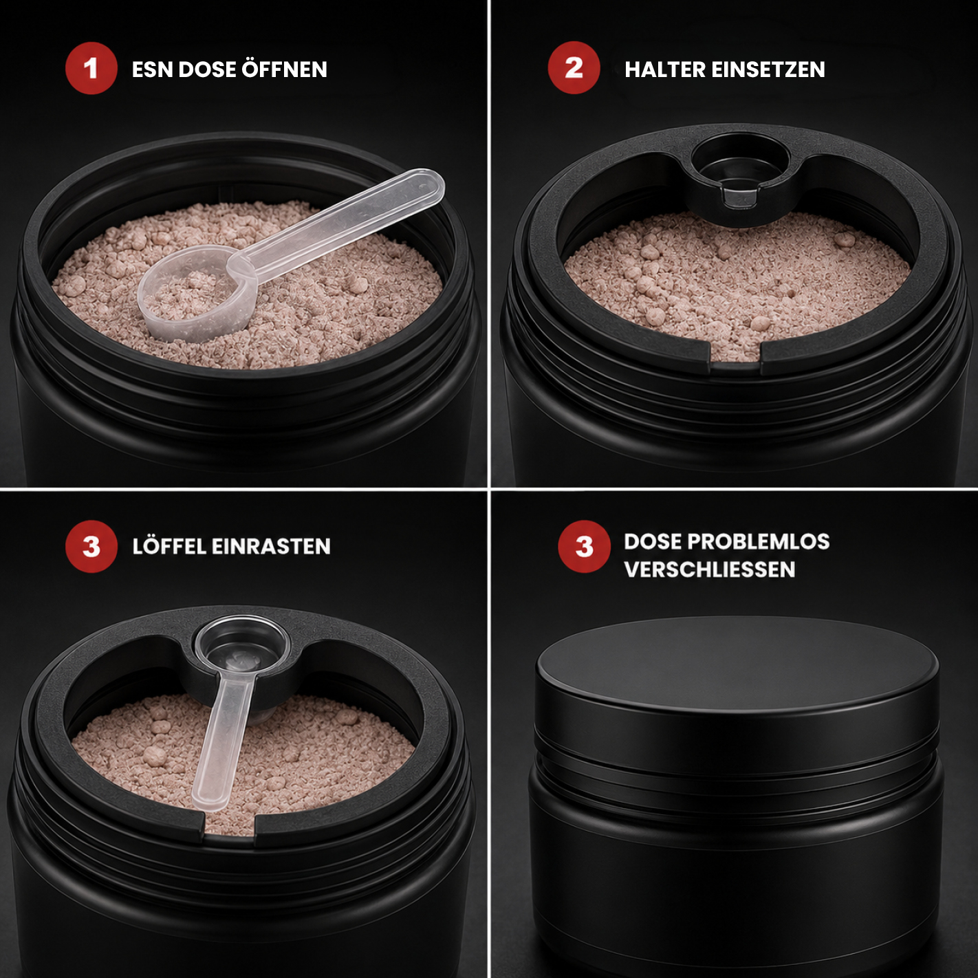 ESN Löffelhalter für Geschmackspulver 130 g – hygienisch & praktisch