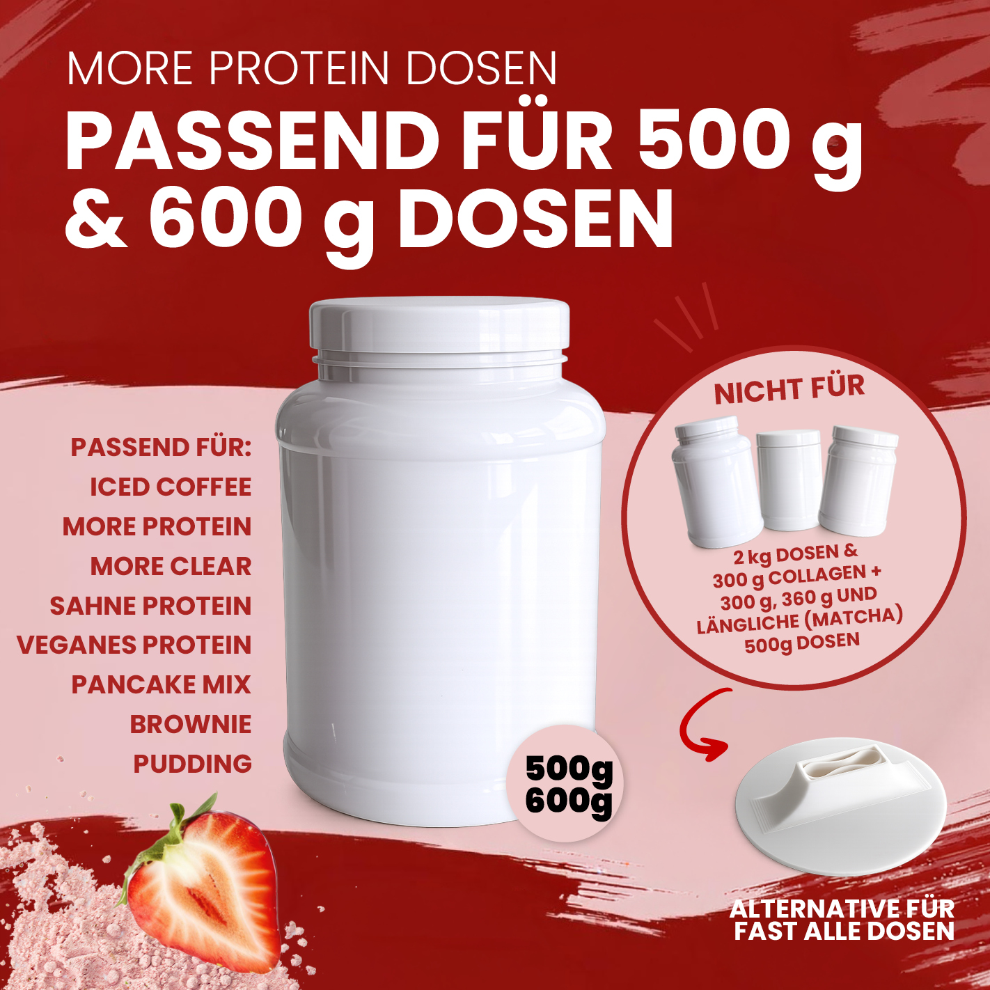 More Nutrition (3) Löffelhalter/Dosenring für 500g und 600 g More Dosen