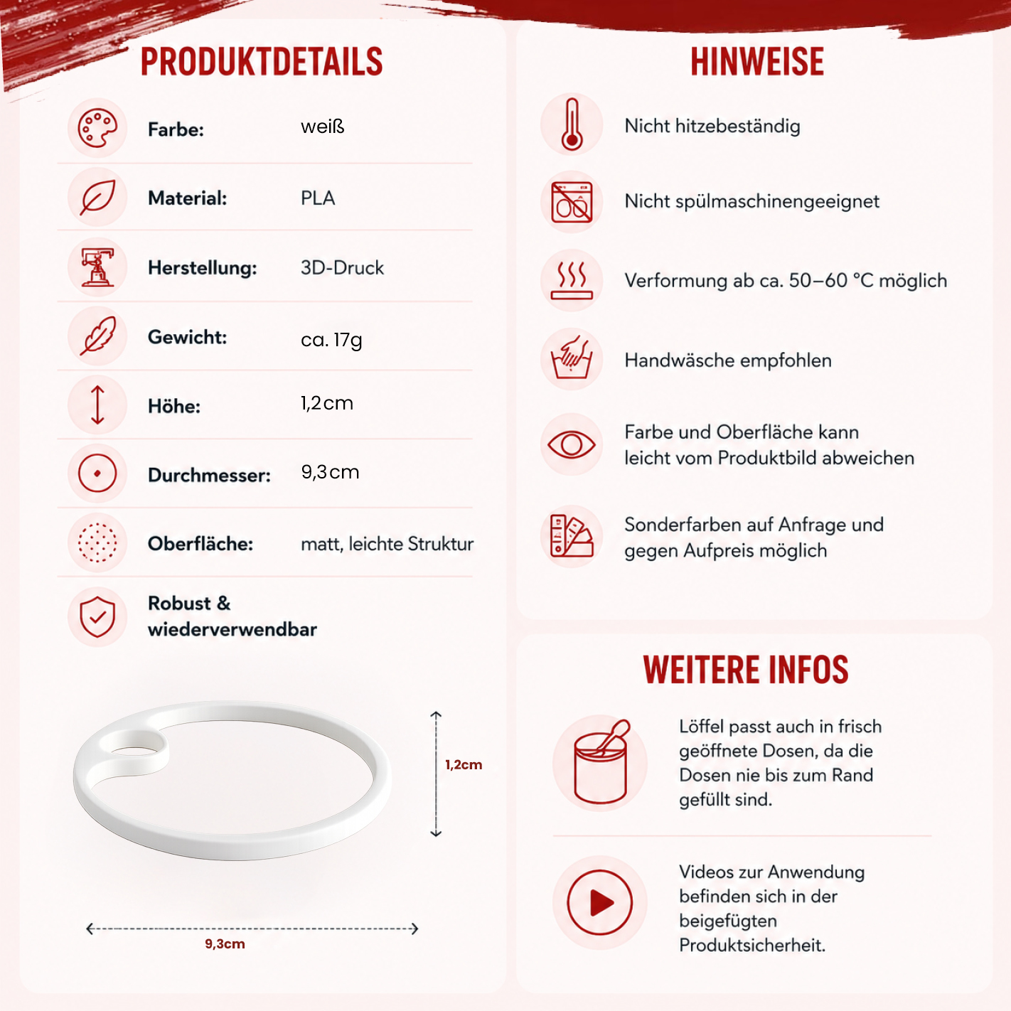 Fiber Mix Dosenring | Passend für More Nutrition Fiber Mix | Scoophalter | Löffelhalter | 3D-Druck | 12 Farben