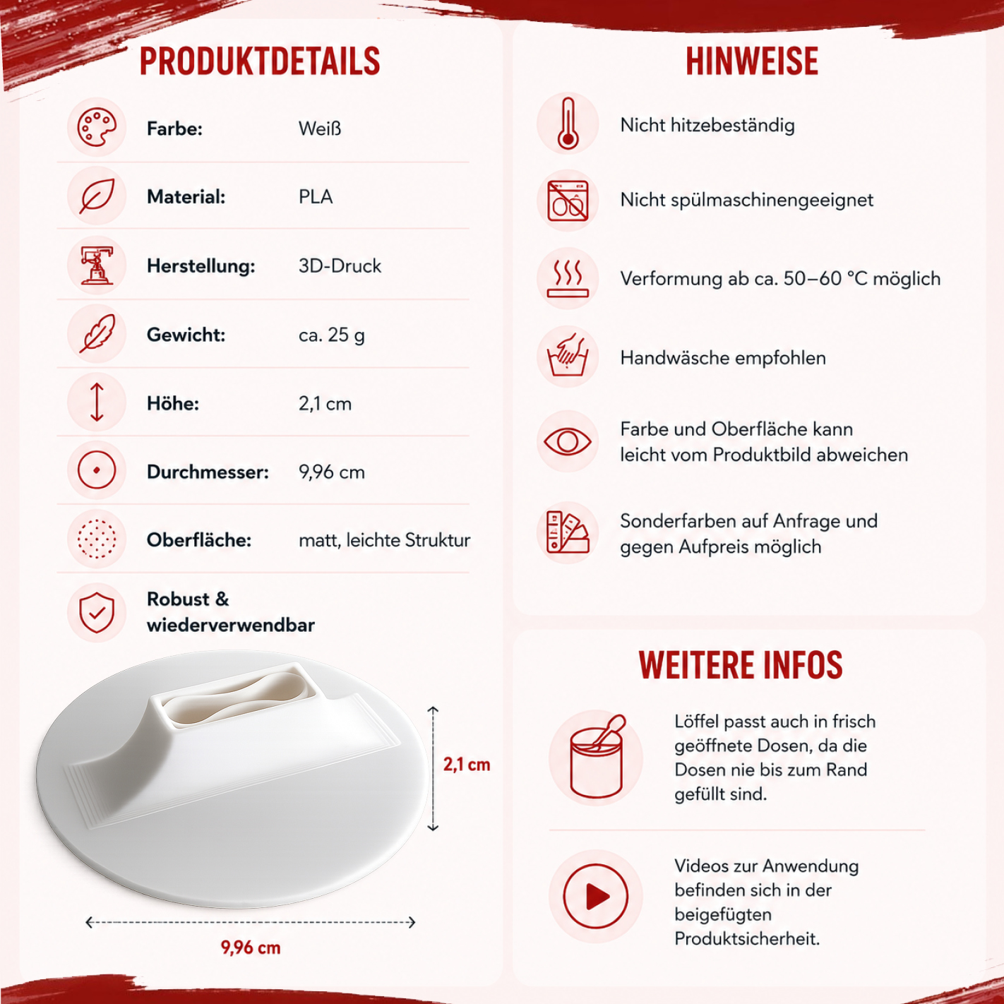 More Nutrition (3) Löffelhalter für 300g, 360g, 500g und 600 g More Dosen