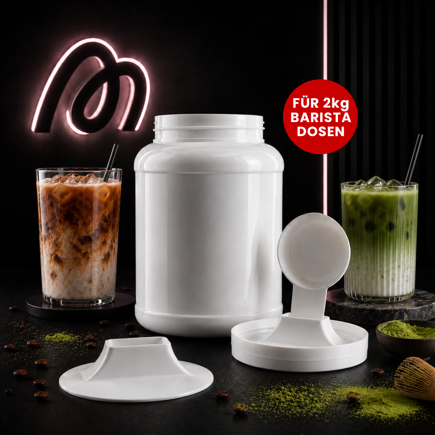 More Nutrition (1) Löffelhalter für 2kg More Barista Dosen – Wiederverwendbarer Halter für weißen More Scoop | 3D gedruckt I weiß