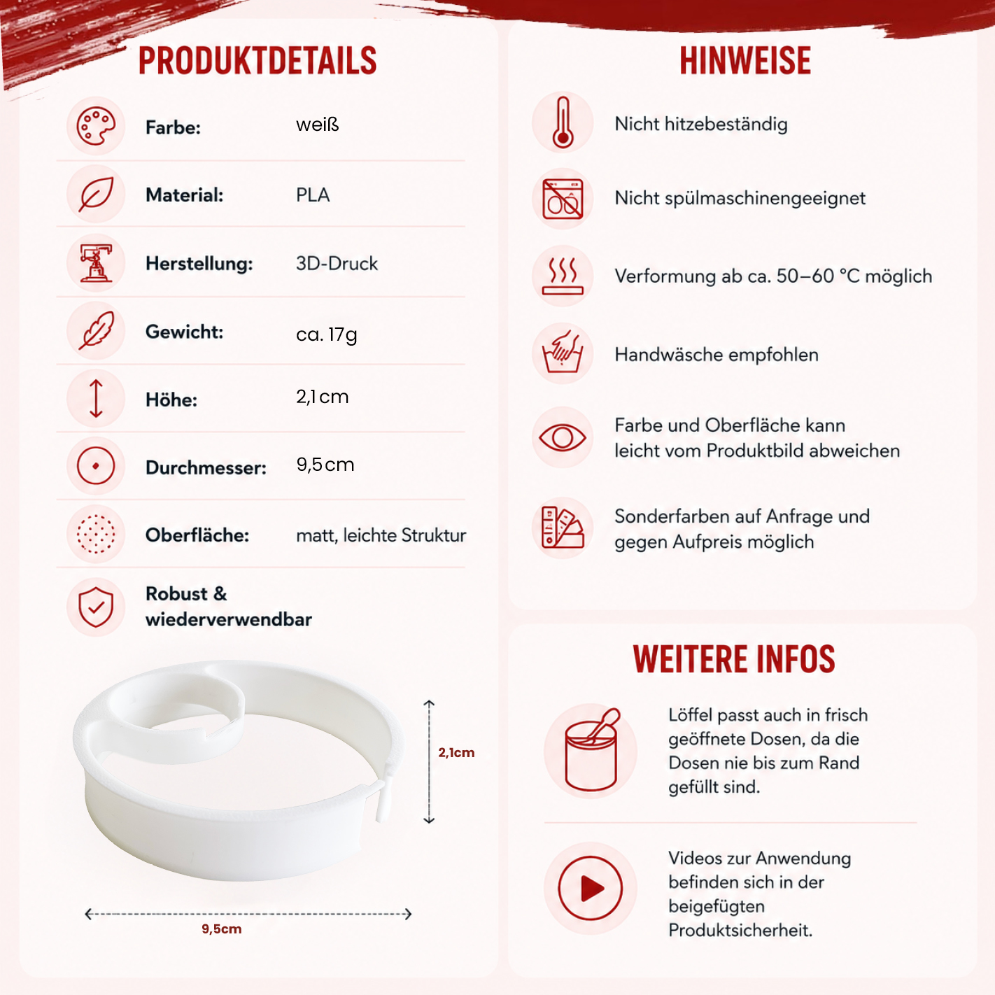 More Nutrition (1) Löffelhalter für Every Workout 4.0. (270g Dose) I wiederverwendbar I weiß