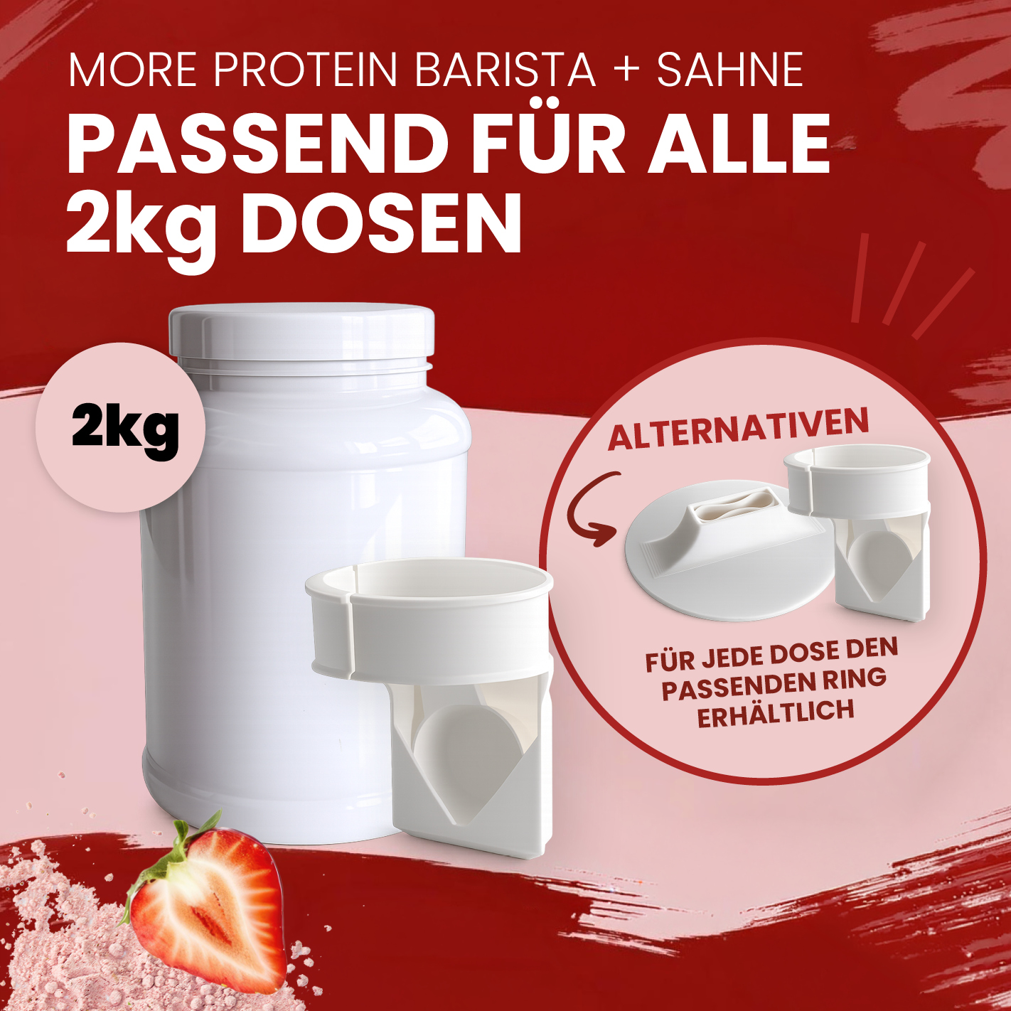 More Nutrition 2kg Löffelhalter – Scoop Halter für Barista & Sahne Protein Dosen | Wiederverwendbarer 3D-Druck Einsatz I Farbe weiß I 1 STK
