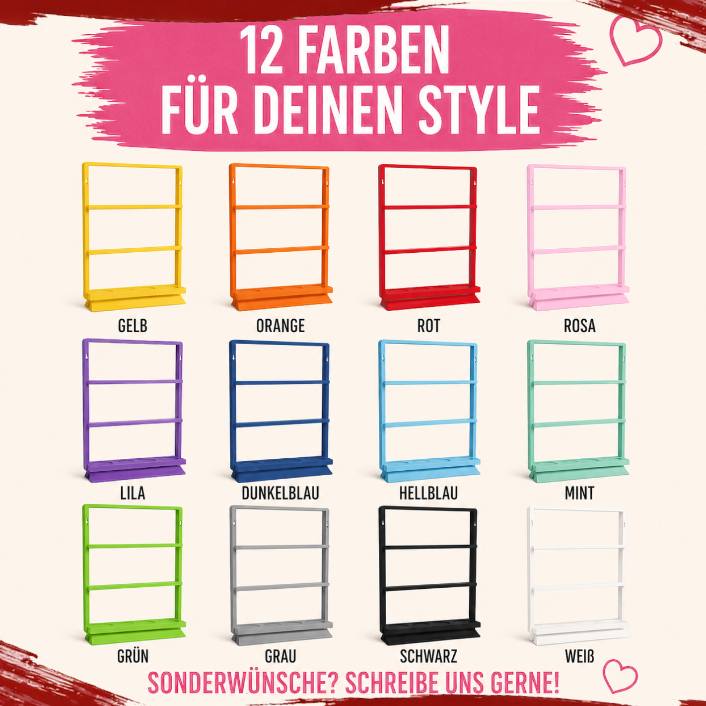 Zerup Regal für 15 Flaschen | Passend für More Nutrition & ESN | Freistehend  | Fertig montiert | 3D-Druck | 12 Farben