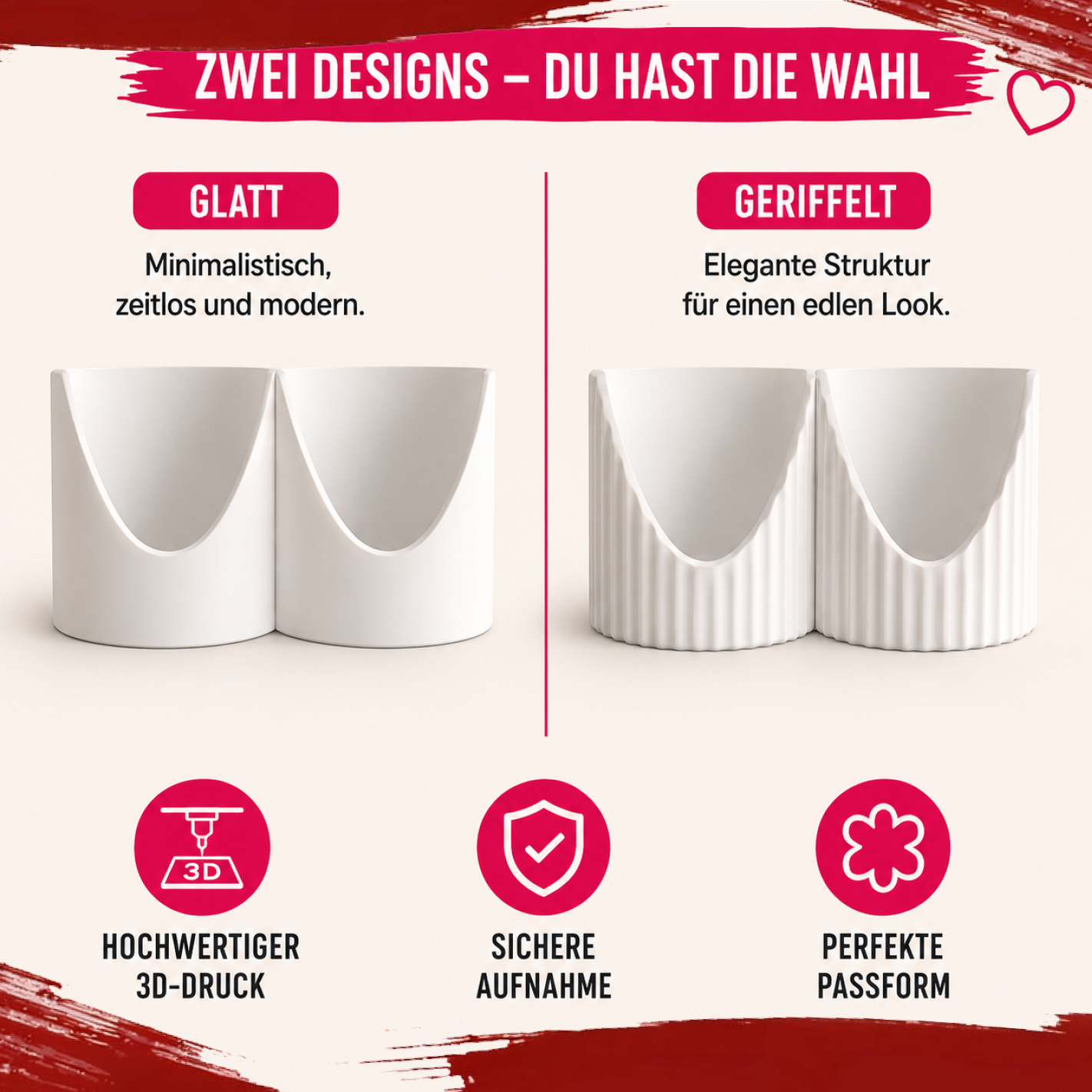 Shaker Wandhalterung für 2 Shaker | Passend für More Nutrition & ESN | Erweiterbar | Glatt | 3D-Druck | 12 Farben