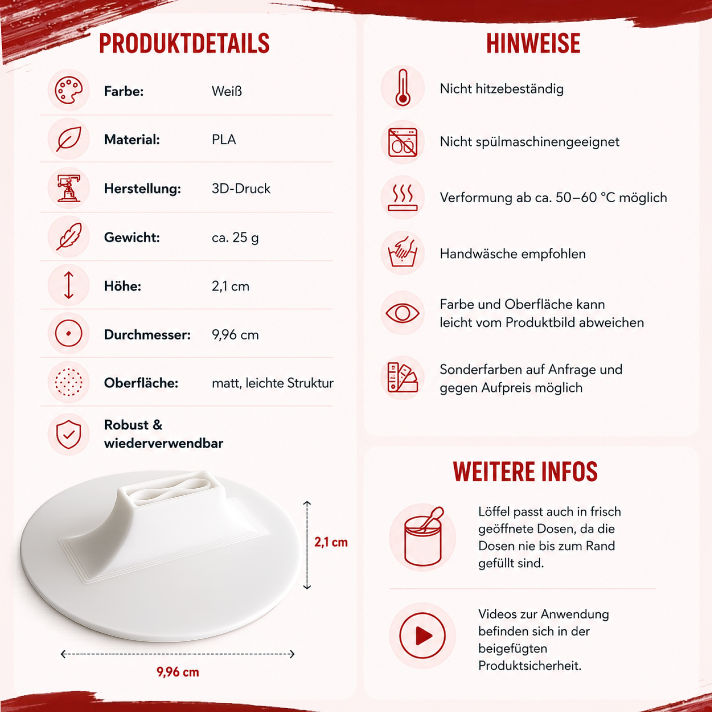 More Nutrition (1) Löffelhalter/Dosendeckel für Collagen+ Dose 300g