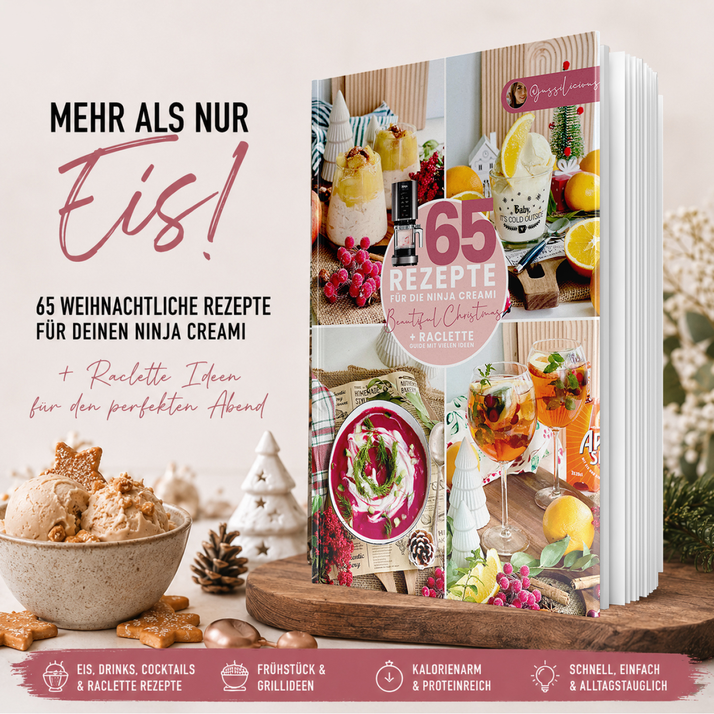 65 Rezepte für die Ninja Creami - Beautiful Christmas + Raclette Guide (gedruckte Version)