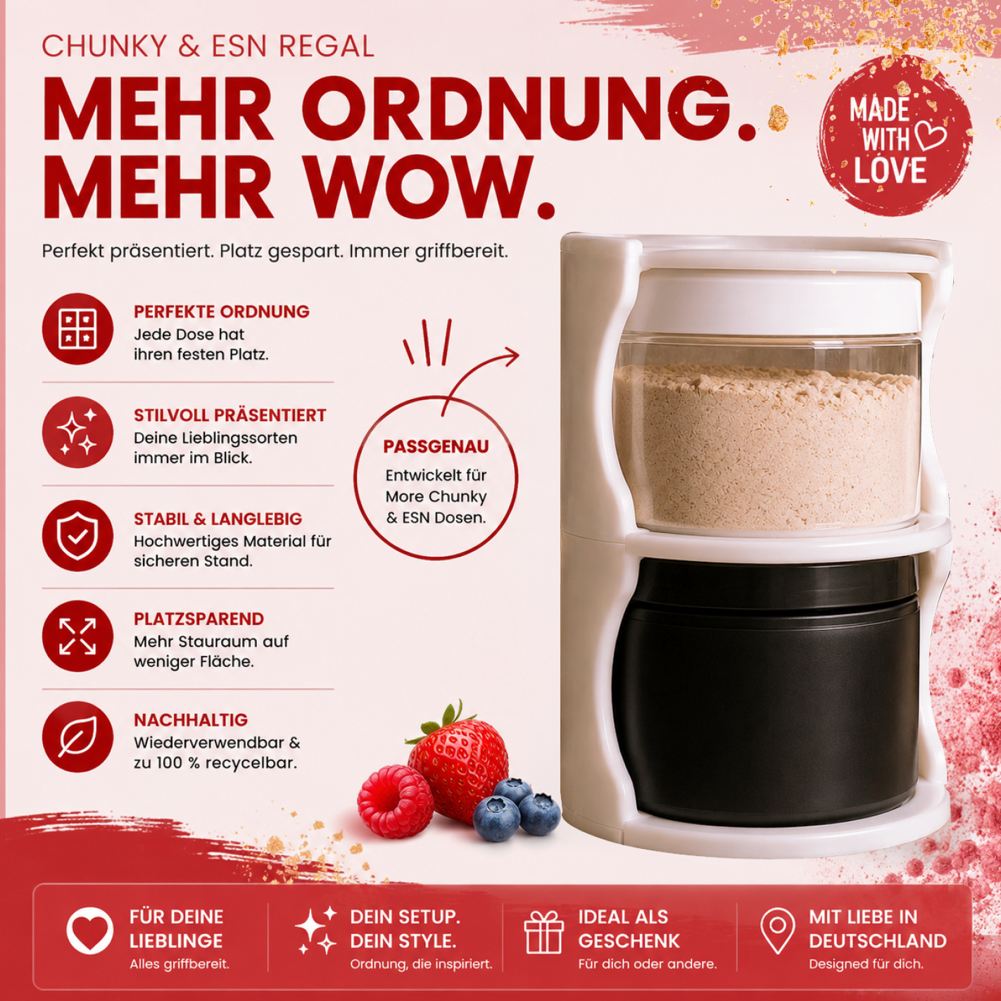 Chunky Flavour Halterung für IKEA Skadis – 2er Modul | Stapelbar & Erweiterbar | 3D-Druck