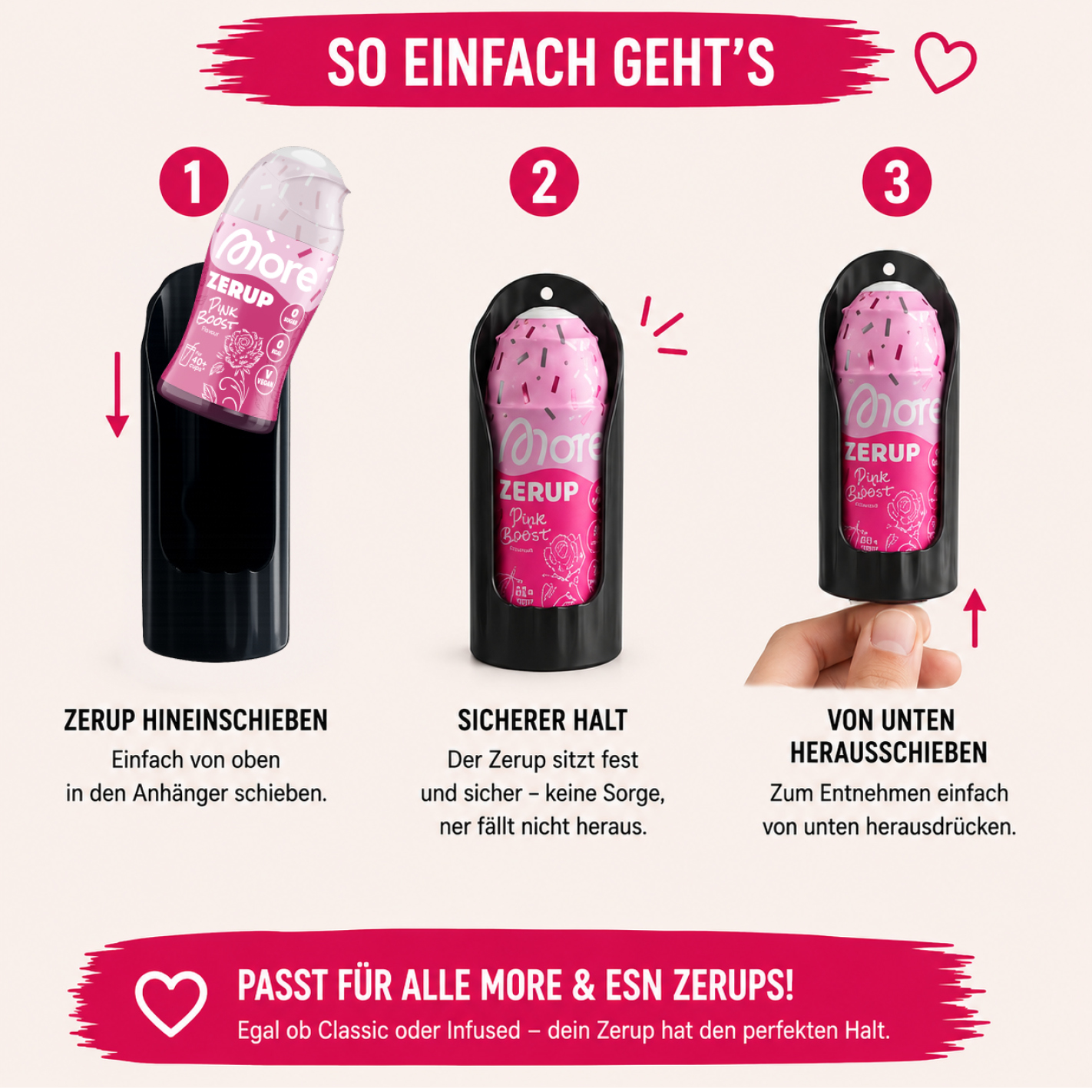 Zerup Schlüsselanhänger | Passend für More Nutrition & ESN Zerups | To-Go Halter | Glatt | 3D-Druck | 12 Farben I 1 Stück